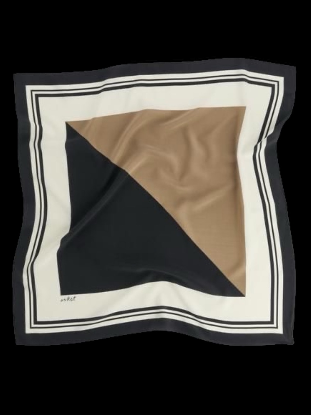 Fendi Black, Tan and Cream Geometric Silk Pocket Square